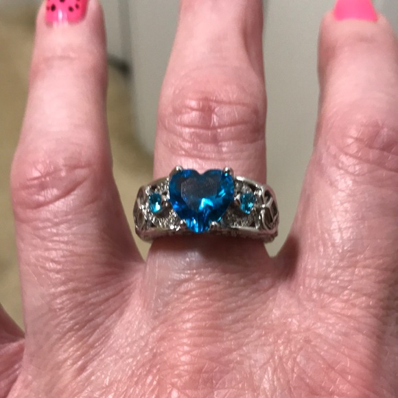 🆕🔥STERLING SILVER GORGEOUS TOPAZ HEART/2SMALL❤️SIDES&MIDDLE ANGEL WINGS👀PICS - Picture 7 of 15